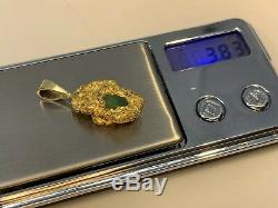 Australia Natural Gold Nugget / Nuggets Pendant Emerald Weight 3.83 Grams