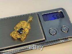 Australia Natural Gold Nugget / Nuggets Pendant Sapphire Weight 5.66 Grams