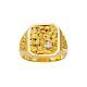 Bold 18k Yellow Gold Over Nugget Ring With One Round 0.16 Carat Diamond For Mens