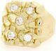 Bold 18k Yellow Gold Over Nugget Ring With One Round 1.76 Carat Diamond For Mens