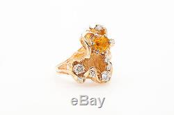 CUSTOM MADE $5000 2ct Natural Yellow Sapphire Diamond 14k Gold NUGGET Ring