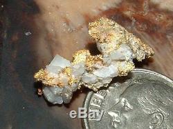 California Gold Quartz Specimen Natural Gold Nugget 2.33 Gram Gold In Quartz