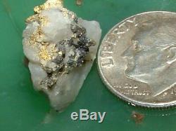 California Gold Quartz Specimen Natural Gold Nugget 2.6 Grams Gold In Quartz