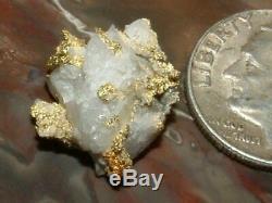 California Gold Quartz Specimen Natural Gold Nugget 3.3 Grams Gold In Quartz