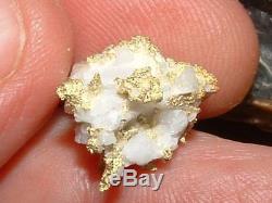 California Gold Quartz Specimen Natural Gold Nugget 4.8 Gram Gold In Quartz