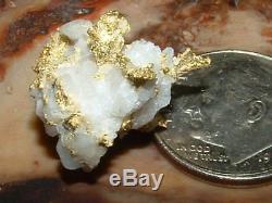 California Gold Quartz Specimen Natural Gold Nugget 4.8 Gram Gold In Quartz