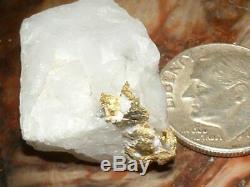 California Gold Quartz Specimen Natural Gold Nugget 5.8 Gram Gold In Quartz