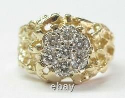 Circular Nugget Cluster Diamond Solid Yellow Gold Ring 14Kt 1.00Ct G-VS2 7-Stone