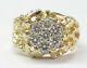 Circular Nugget Cluster Diamond Solid Yellow Gold Ring 14kt 1.00ct G-vs2 7-stone