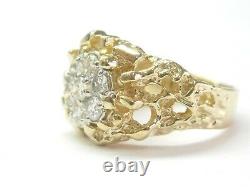 Circular Nugget Cluster Diamond Solid Yellow Gold Ring 14Kt 1.00Ct G-VS2 7-Stone