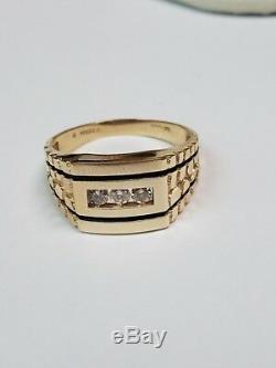 Classy! Designer. 20ctw Natural Diamond 14k Y Gold Nugget Man's Ring