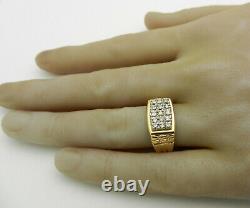 Classy Nugget Sides Men's Ring with Natural Diamonds in 14k Gold size 9.5
