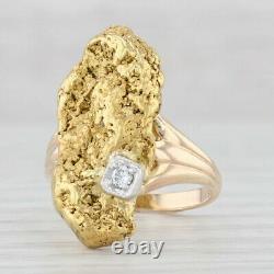 Custom Diamond Gold Nugget Ring 14k Band 22k Top Size 5.75 Statement