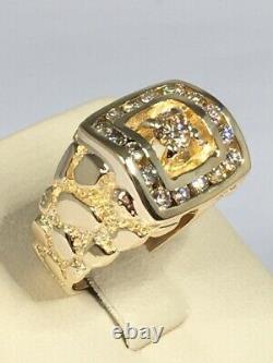 Dazzling! Men's Diamond Nugget Ring 1 Carat TW 14K Yellow Gold Size (D01051761)