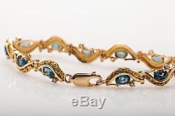 Designer $12,000 10ct Natural Blue Sapphire 14k 24k Yellow Gold NUGGET Bracelet