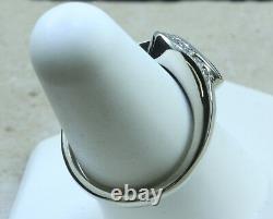 Designer Ladies Diamond Ring Natural Nugget / 14K White Gold Size 8 1/2 Near 3/4