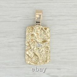 Diamond Solitaire Gold Nugget Pendant 14k Yellow Gold