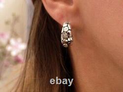 Effy Silver 18k Yellow Gold. 05ct Diamond Cluster Nugget Hoop Huggie Earrings