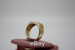 Elegant Solid 14k Yellow Gold Mens Natural Alaskan Gold Nugget & Diamond Ring