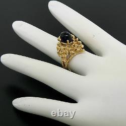 Estate 14K Yellow Gold 1.98ct Cabochon Amethyst Coral Reef Nugget Cocktail Ring