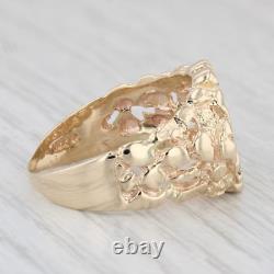 Excellent 0.88 ctw Diamond Nugget Ring in 10K Yellow Gold Over Men's Sizes 8-17