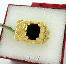GENUINE BLACK ONYX NUGGET MEN'S RING 14K GOLD FREE SHIPPING NWT Size 10.25