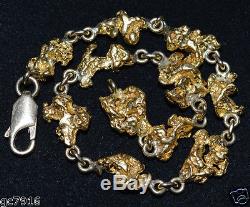 GOLD NUGGET BRACELET NATURAL 23.605g Palmer River Qld with 18ct Clasp & Links