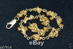 GOLD NUGGET BRACELET NATURAL 23.605g Palmer River Qld with 18ct Clasp & Links