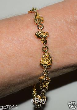 GOLD NUGGET BRACELET NATURAL 29.255g Palmer River Qld with 18ct Clasp & Links