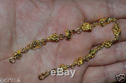 GOLD NUGGET BRACELET NATURAL 29.255g Palmer River Qld with 18ct Clasp & Links