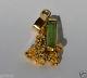 Gold Nugget Pendant Natural & 2.55ct Mid Green Tourmaline & 18ct Bale