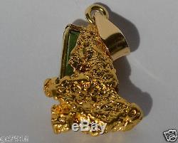 GOLD NUGGET PENDANT NATURAL & 2.55ct MID GREEN TOURMALINE & 18ct BALE