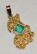 Gold Nugget Pendant With Natural W. A. Australian Emerald 3.56 Ct And 18ct Bale