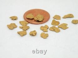 Genuine Alaska Yukon BC gold nuggets bullion placer 2.5 dwt 3.8gram +4 CC 18 pc