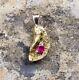 Genuine Calif. Alaska Natural Gold Nugget Pendant With Ruby Accent 6.5 Grams