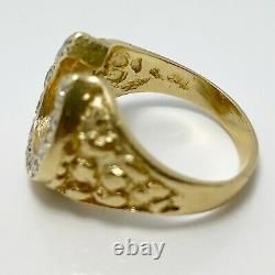 Genuine Diamond 14k Yellow Gold Nugget Horseshoe Ring (7545)