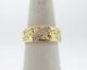 Genuine Diamonds Solid 14k Yellow Gold With 24k Nuggets Ring 8.5mm Wide Band