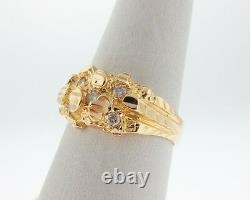 Genuine Diamonds Solid 18k Yellow Gold Nuggets Ring FREE Sizing