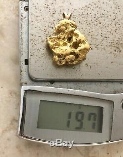 Genuine Large Natural Alaskan Placer Gold River Nugget Pendant 19.7 grams