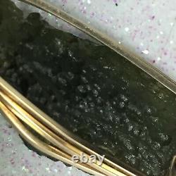Genuine Moldavite Tektite with Muonionalusta Meteorite Pendant 14K Gold Filled