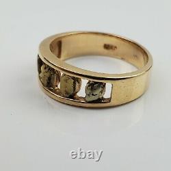 Genuine Natural Alaska Gold Nugget Ring 6.69 Grams Size 10 10k Band 5 Nuggets
