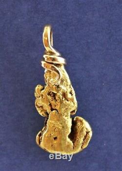 Genuine Natural Gold Nugget Pendant with Handmade Bail, 3.45 grams