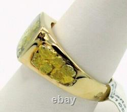 Genuine Natural Gold in Quartz Men's 10K Gold Ring with Natural Nuggets RM165Q
