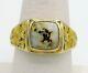 Genuine Natural Gold In Quartz Men's 10k Gold Ring With Natural Nuggets Rm774nqb