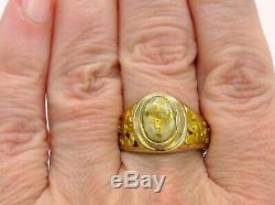 Genuine Oval Natural Gold in Quartz Men's 14K Gold Ring Natural Nuggets RM773NQ