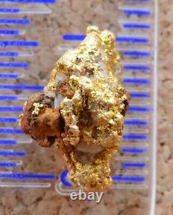 Genuine, natural Australian gold nugget with quartz & hostrock 1.73 grams gross