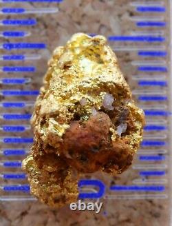 Genuine, natural Australian gold nugget with quartz & hostrock 1.73 grams gross