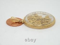 Genuine natural gold nuggets in 14k yellow gold Large Pendant Faceted Lens New