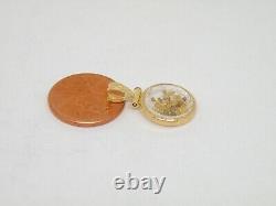 Genuine natural gold nuggets in 14k yellow gold small Pendant Faceted Lens Rim