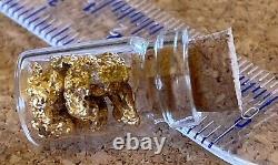 Genuine, natural, small Western Australian Gold Nuggets 3.06 grams in vial